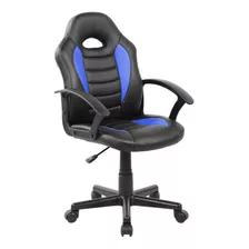 Cadeira Gamer Kids Couro Pu Preta Com Azul Pelegrin Pel-9353