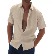 Camisa Hawaiana Casual Para Hombre, Camisa Sólida, Manga Cor