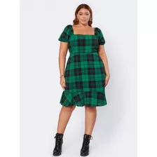 Vestido Festa Junina Curto Plus Size Feminino Alça Xadrez