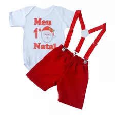 Conjunto Mesversário Meu Primeiro Natal Menino Papai Noel