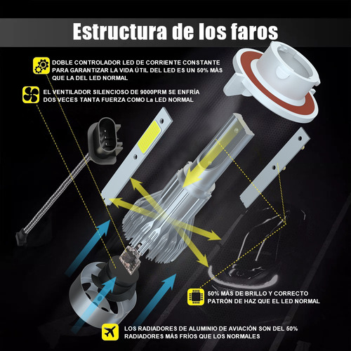 Faros Led Combinados Para Ford Mustang 2007-2012, 6000 K Foto 3