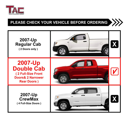 Tac - Estribos Laterales Para Toyota Tundra 2007-2021, Camio Foto 4