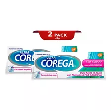 Crema Adhesiva P/prótesis Dental Sin Sabor 40g Corega 2 Pack