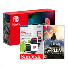 Nintendo Switch Neon + Zelda + Memoria Micro Sd 128 Gb