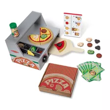 Melissa & Doug Mostrador Para Hornear Y Alistar Pizza, Juguete De Madera, Juego De Imitación, Ayuda A Fortalecer El Desarrollo Cognitivo (34 Piezas)