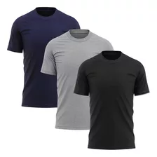 Kit Com 3 Camisetas Masculinas Básicas Algodão Uniforme