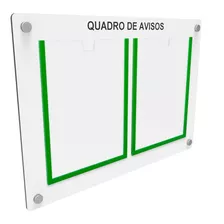 Quadro De Aviso Gestao A Vista C/ 2 Displays Acrilicos P/ A4