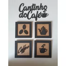 Placa Cantinho Do Café Quadros Frase Aplique Decorativo Mdf