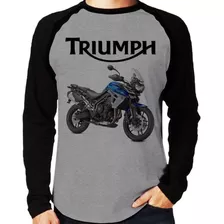 Camiseta Raglan Moto Triumph Tiger 800 Xrx Low 2017 Longa