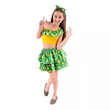 Fantasia Infantil Brasileirinha Poa Verde Amarelo