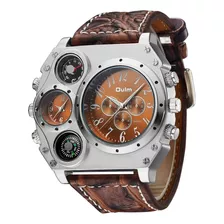 Reloj Pulsera Lujo Hombre Acero Inoxidable Hp1349 Fralugio Color De La Correa Café