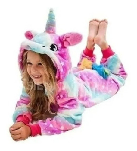 Pijama Kigurumi Enterito Disfraz Unicornio Rosa Niños