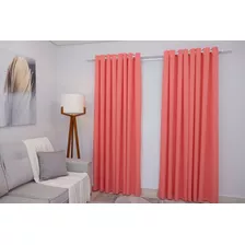 Cortina Veneza Dupla Oxford 4 Folhas 600x230 Sala/quarto Cor Salmão