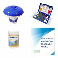 Kit Mantencion Agua Piscina Cloro, Boya Y Tester - Vulcano