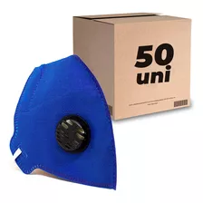 Camper Pff2 Kit 50 Unidade Máscara Respirador Com Válvula Cor Azul