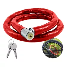 Corrente Trava Antifurto 100cm Aço Reforçado Moto Bike Cor Vermelho