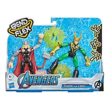 Boneco Bend Flex Thor E Loki Avengers Vingadores Marvel 20cm