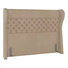 Cabeceira Cama Box Casal 140cm Trinidad P02 Veludo Bege Cor Creme