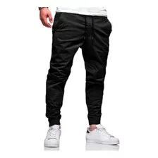 Ki 2 Calças Jogger Sarja Masculina C/punho Cordão Regulagem