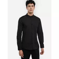 Camisa Hombre M/l Negro Seven Algodón 45011330-10