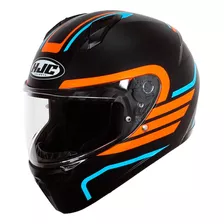 Casco Integral Moto Hjc Negro / Naranja / Azul Matte