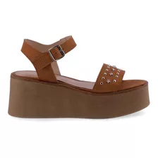 Sandalia De Cuero Plataforma Mujer Moda Verano 