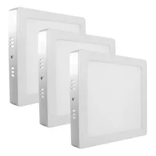 Kit 3 Painel Plafon Led 24w 25w Quadrado Sobrepor Luz Branca Cor Branco-frio 110v/220v