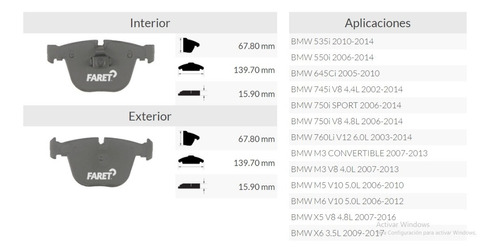 Balata Trasera De Disco Bmw 745i V8 4.4l 02-14 Foto 5