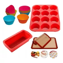 Pack Moldes Silicona Levys Bazar 12 Pirotines Individuales Plancha Horno Antiadherente