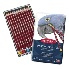 Caja De Metal Colores Lápices Madera Pastel Derwent 12 Pz 