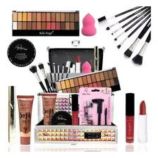 Maleta Kit Maquiagem Paleta Sombra Iluminador Base Ruby Rose