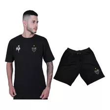 Conjunto Camiseta E Bermuda Moletom Galo Atletico Mineiro