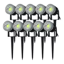 Kit 10 Luz Luminaria Jardim Espeto Led 7w Luz Verde Bivolt