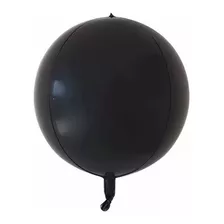 5 Balão Metalizado Bola Globo 4d Preto Festas Decoração