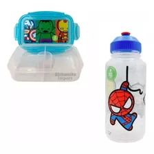 Envase Hermético + Botella Avengers Niños