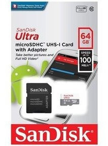 Memoria Micro Sd Sandisk 64gb Clase 10 Original C/adaptador