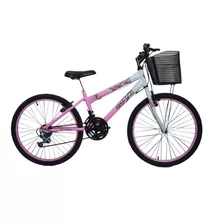 Bicicleta Aro 24 New Bike 18 Marchas C/ Cesta Feminina 