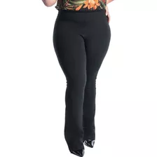 Calça Flare Plus Size Boca De Sino Feminina Básica Social 