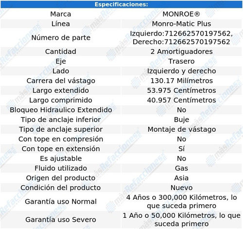 Par Amortiguadores Traseros Monro-matic Plus Phoenix 80-84 Foto 3