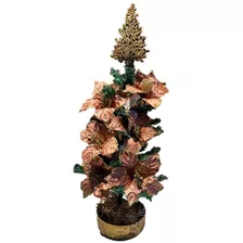 Árvore De Natal Decorada Alpina 60cm Rosa Flores Luxo