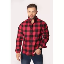 Camisa Xadrez Masculina Em Flanela De Manga Longa 