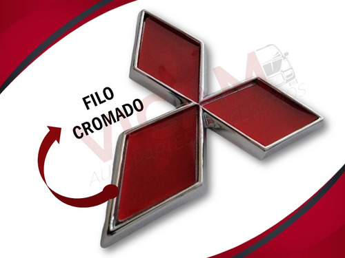 Emblema De Mitsubishi Todas Las Medidas Rojo Con Cromado Foto 3