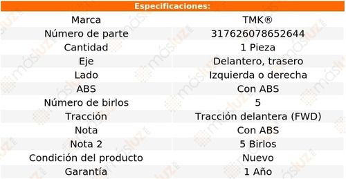 (1) Maza Del O Tras Izq/der Uplander V6 3.5l 05/06 Tmk Foto 2