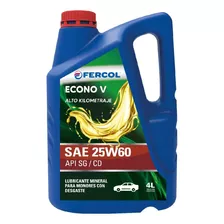 Aceite Fercol Econo V 25w60 Lubricante Alto Kilometraje