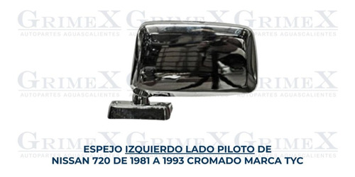 Espejo Nissan 720 1981-81-82-84-87-88-90-91-92-1993-93 Cromo Foto 2