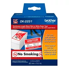 Etiqueta Brother Dk-2251 Preto E Vermelho Sobre Branco 62mm