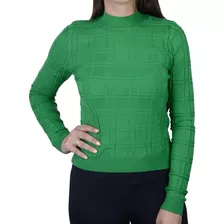 Blusa Feminina Alpelo Tricot Suéter Plaid Verde - 10900430