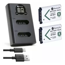 2baterias + Carregador Duplo Dl Np-bx1 Para Sony