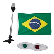 Kit Luz De Navegação Led Olho De Tubarão + Mastro + Bandeira