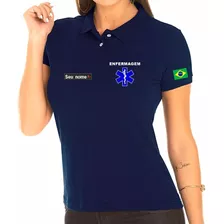 Camisa Polo Feminina Profissional Enfermagem Bordado